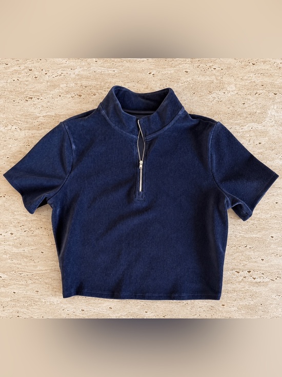 ALO Yoga Tops - ALO Micro Corduroy Winter Break Cropped Mock Neck